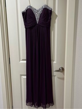 Strapless Beaded Sweetheart Evening Dress in Deep Purple